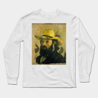 Self-Portrait in a Straw Hat by Paul Cezanne Long Sleeve T-Shirt